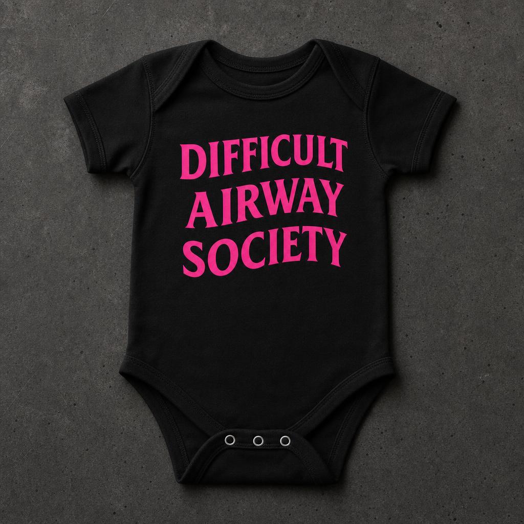 "Difficult Airway Society" Baby Onesie — Neon Pink